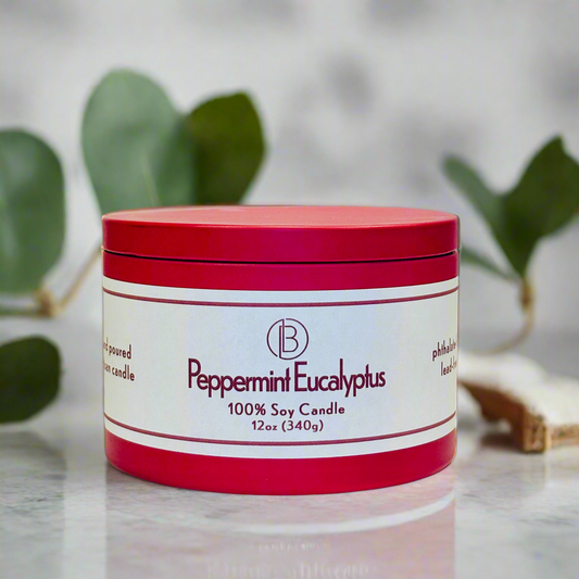 Peppermint Eucalyptus Hand Poured Soy Candle